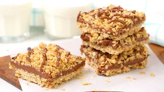 Chocolate Peanut Butter Oat Bars | No-Bake + Gluten Free!