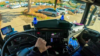 POV Truck Driving 🇩🇪 Scania R500 Germany Very Narrow Spaces ASMR 4k New Gopro