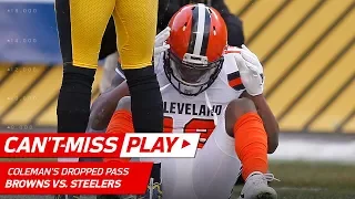 Kizer Scrambles to Keep Play Alive, but Coleman Drops the Pass | Can't-Miss Play | NFL Wk 17