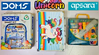 Doms smart kit vs unicorn art set vs apsara my smart kit - colour pencils, pencil sharpner, eraser