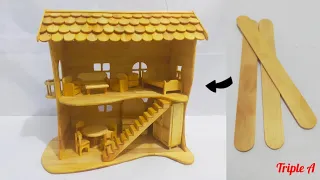 Making doll house from popsicle sticks