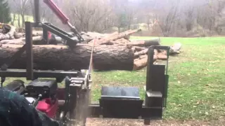 Home built  Homemade Firewood Processor with  belt driven saw and Honda gx670 24hp motor