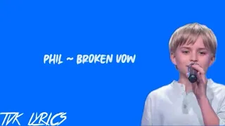 Phil - Broken Vow (Lara Fabian) | Lyrics | Blind Audition | The Voice Kids Germany 2020