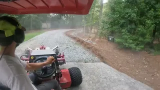 Gravel driveway renovation in Apex, NC eliminating potholes with the Ventrac