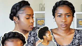 Super Easy HALO Braid on Short 4C Natural Hair Using Edge Booster Styling Gel!!!|Mona B.