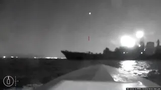 Nighttime Video Appears To Show Ukrainian Naval Drone Hitting Russian Warship