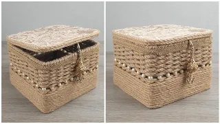 Luxurious Basket with a lid made of jute with your own hands