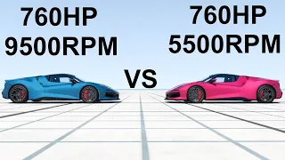 High RPM vs Low RPM (Same Power) - Which One Is Faster? BeamNG. Drive