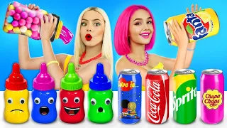 Giant Bottle Candy Drink Challenge | Mukbang with Color Jelly Food & Sweets by RATATA