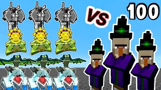 3 Mowzie's Mobs Vs. 100 Witches in Minecraft | 3vs100