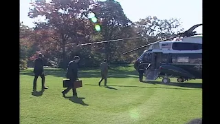 President Reagan Departs via Marine One Helicopter from South Lawn on October 28, 1987