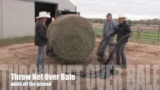 Large Bale Cinch Net Installation With Front End Loader