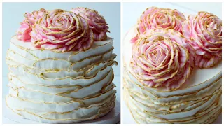 Piping Rustic buttercream Ruffles on a cake - cake decorating tutorial