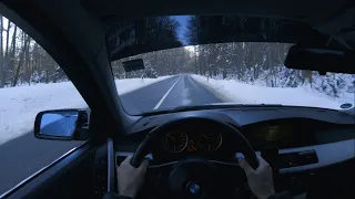 POV driving BMW e60 530i | Bavarian winter drive on winding roads