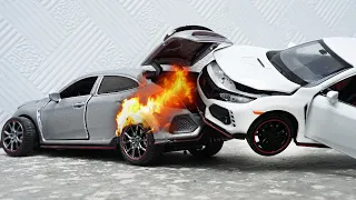 Cars Destruction in Slow Motion - Honda Civic Crash Test