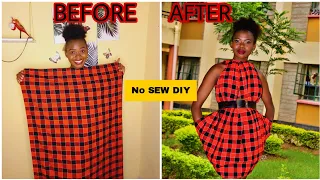 How To Style Maasai Shuka to a dress/NO SEW DRESS HACK