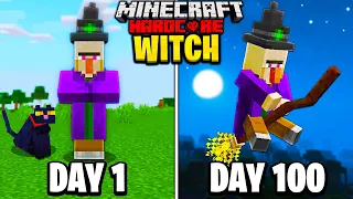 I Survived 100 Days as a WITCH in Hardcore Minecraft...