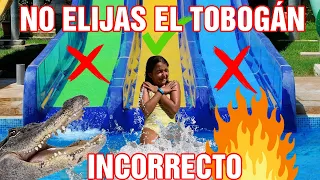 TOBOGANES DE AGUA. NO ELIJAS EL TOBOGÁN INCORRECTO EN EL PARQUE ACUÁTICO !!🎢 💦