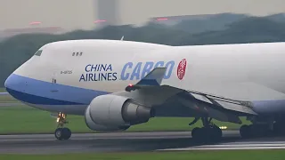 FULL POWER OF A 4 ENGINE JUMBO AIRCRAFT! CHINA AIRLINES CARGO BOEING 747 TAKE OFF