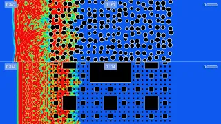 Wave protection comparison 6: randomized square grid vs Sierpinski carpet