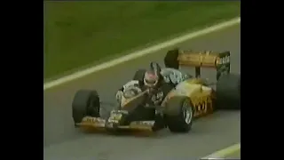 1985 F1 Austrian GP - Pierluigi Martini retire with broken suspension