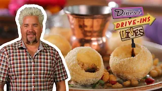 Guy Eats Puchkas at Maneet Chauhan's Restaurant | Diners, Drive-Ins and Dives | Food Network