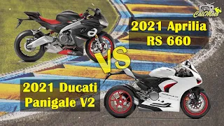 2021 Aprilia RS 660 vs 2021 Ducati Panigale V2 | On Track Comparison (4K)