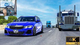 Smooth Ride BMW 3 Series Touring G21 | Euro Truck Simulator 2 | Car mod | Logitech G29 Setup