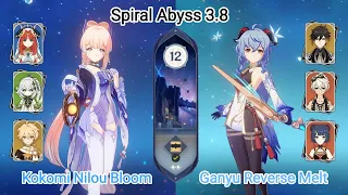 C0 Kokomi Nilou Bloom & C0 Ganyu Melt - Spiral Abyss 3.8 - Floor 12 9 star | Genshin Impact