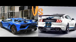 Mustang GT 500 Vs Lamborghini SVJ#shorts