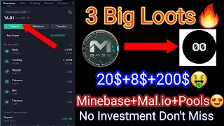 Minebase New loot|Instant Offer|Mal.ioio Exchange Airdrop|3$ Instant profit & Withdraw|Pools airdrop