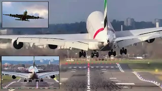 JAW DROPPING 😱 A380 Double GO AROUND & 3 Attempts to land during 💨 STORM PIA 💨