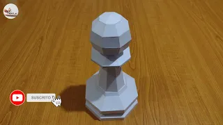 Peón Pieza de Ajedrez hecho de Papel / Papercraft de 18 cm / Descarga tu plantilla gratuita