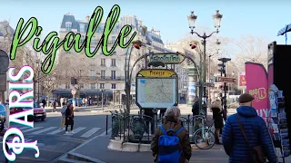 [4K] Pigalle, Paris walking tour during lunch break with all the theatres sex shops and Moulin Rouge