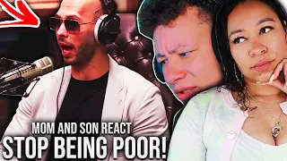 MOM & SON React To ANDREW TATE "Stop Being Poor"