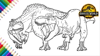 Drawing Giganotosaurus vs T-Rex | Jurassic World Dominion fan art