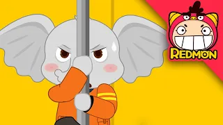 Midnight Madness | Elephant firefighter Rescue | funny video for kids | REDMON