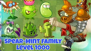 All Spear-Mint family Plants level 1000 vs Gladiator Gargantuar level 100 - PVZ2 game