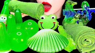 ASMR 먹는 수건, 대왕 쿄호젤리, 초록색 디저트 먹방 GREEN DESSERTS EDIBLE TOWEL, JELLY, CANDY EATING SOUNDS MUKBANG