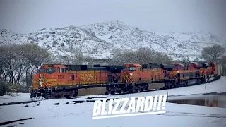 [HD] RARE California Blizzard !!! | Railfanning Cajon Pass with Tons of Snow!