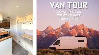 PROMASTER VAN TOUR | DIY Promaster With Shower and 100% Solar (No Propane!)