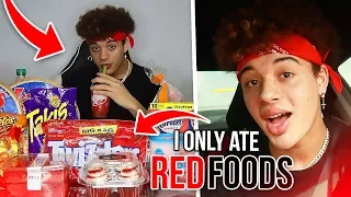 I Only Ate RED FOODS For 24 HOURS! (worst idea...)