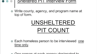 2017 Homeless Point In Time PIT Count Webinar Training