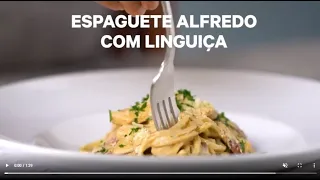 Espaguete Alfredo com Linguiça
