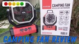 REVIEW - KickAss Camping Fan with LED Light and Power Bank (for car camping van life)