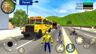 Spider Rope Hero Gangster Crime - School Truck Driving at Vegas City - Android Gameplay