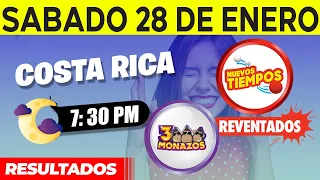 Sorteo 7:30PM Nuevos Tiempos y 3 Monazos Medio día del sabado 28 de enero del 2023