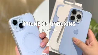 iphone 15 (blue) 128gb unboxing cute 🧸 #unboxing ♥︎₊˚ | #aesthetic #kawaii #iphone #cases #asmr #15