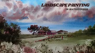 Landscape Painting in Watercolour| Cloudscape| Dramatic Sky