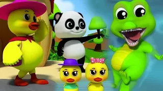 Пять маленьких уток | Рифмы для детей | дети Стихи | Baby Panda | Five Little Ducks Rhyme | 3D Songs